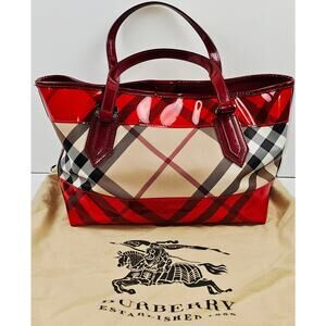 Burberry Red Nova Check Coated Canvas/Vinyl Tote